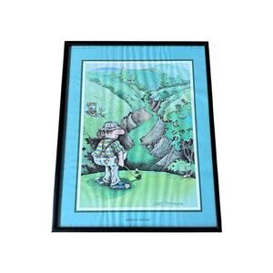 Gary Patterson Print “Narrow Fairway” Framed Cartoon - Vintage 1983